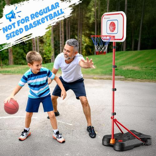HopeRock 2 in 1 Kids Basketball Hoop and T Ball Set, Adjustable Basket Ball Stand,Hanging Tee Baseball for Toddlers Boys Girls Ages 2 3 4 5 6 7 8 Years Old, Outdoor Toys Gifts In Stock